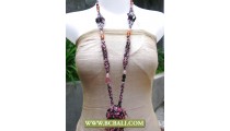 Bcbali Multi Beaded Layer Necklace with Stone Pendant